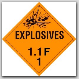 Class 1.1f Explosives Self Adhesive Vinyl Placards 25/pkg