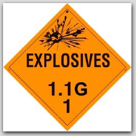 Class 1.1g Explosives Polycoated Tagboard Placards 25/pkg