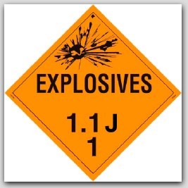 Class 1.1j Explosives Polycoated Tagboard Placards 25/pkg