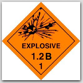Class 1.2b Explosives Self Adhesive Vinyl Placards 25/pkg