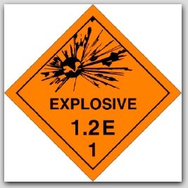 Class 1.2e Explosives Polycoated Tagboard Placards 25/pkg
