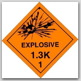 Class 1.3k Explosives Polycoated Tagboard Placards 25/pkg