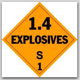 Class 1.4s Explosives Self Adhesive Vinyl Placards 25/pkg