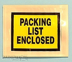 4-1/2"x5-1/2" Yellow Solid Print Packing List Enclosed Envelopes 1000/cs