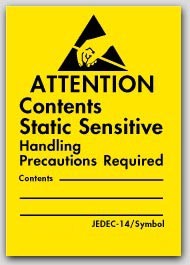 1-3/4x2-1/2" Attention Contents Static Sensitive Labels 1000/rl