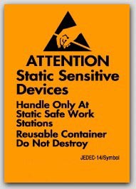 1-3/4x2-1/2" Attention Static Sensitive Devices (Anti-static ESD Caution Labels.) 1000/rl