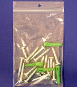 4X4" 2mil Ziplock Bags With Hang Hole 1000/cs