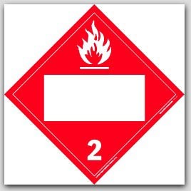Flammable Gas Class 2 Self Adhesive Vinyl Placards 25/pkg