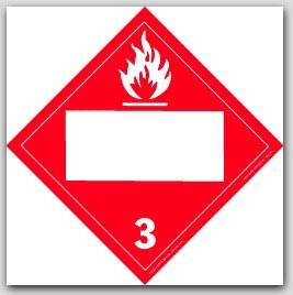 Flammable Liquids Class 3 Self Adhesive Vinyl Placards 25/pkg