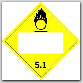 Oxidizer Class 5.1 Self Adhesive Vinyl Placards 25/pkg