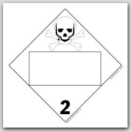 Toxic Poison Class 2 Self Adhesive Vinyl Placards 25/pkg