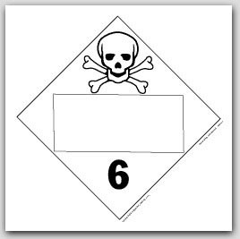Toxic Poisonous Class 6 Polycoated Tagboard Placards 25/pkg