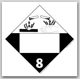 Corrosive Class 8 Polycoated Tagboard Placards 25/pkg