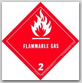4x4" Class 2 Flammable Gas Paper Labels 500/rl