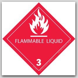 4x4" Class 3 Flammable Liquid Vinyl Labels 500/rl
