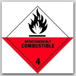 4x4" Class 4 Spontaneously Combustible Paper Labels 500/rl