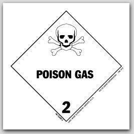 4x4" Class 2 Poison Gas Paper Labels 500/rl