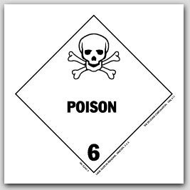4x4" Class 6 Poison Vinyl Labels 500/rl