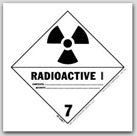 4x4" Class 7 Radioactive 1 Vinyl Labels 500/rl