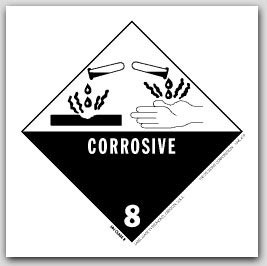 4x4" Class 8 Corrosive Paper Labels 500/rl