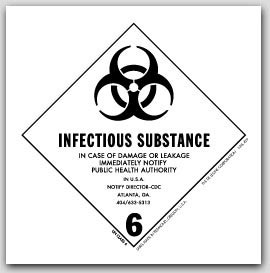 4x4" Class 6 Infectous Substance Vinyl Labels 500/rl