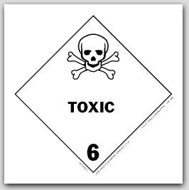 4x4" Class 6 Toxic Vinyl Labels 500/rl
