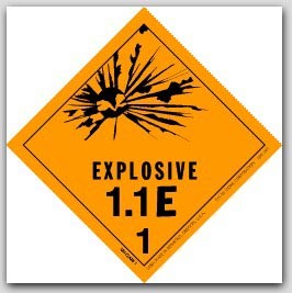 4x4" Class 1.1e Explosives Paper Labels 500/rl