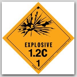 4x4" Class 1.2c Explosives Paper Labels 500/rl