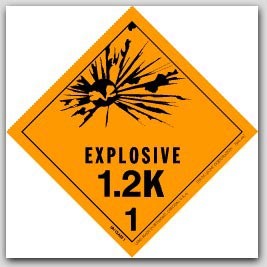 4x4" Class 1.2k Explosives Paper Labels 500/rl