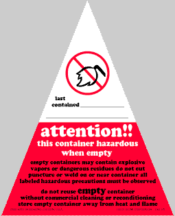 2-1/2x4x4" Attention Container Hazardous Vinyl Labels 500/rl