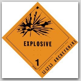 4x4" Class 1 Explosives Vinyl Labels 500/rl