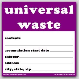 6x6" Universal Waste Vinyl Labels 100/pkg