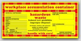 5x10-1/2" Accumulation Container Vinyl Labels 100/pkg
