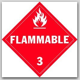 Flammable Class 3 Self Adhesive Vinyl Placards 25/pkg