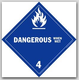 Dangerous When Wet Class 4 Self Adhesive Vinyl Placards 25/pkg