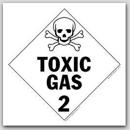 Toxic Gas Class 2 Self Adhesive Vinyl Placards 25/pkg