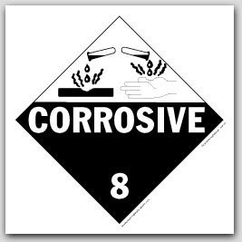 Corrosive Class 8 Polycoated Tagboard Placards 25/pkg