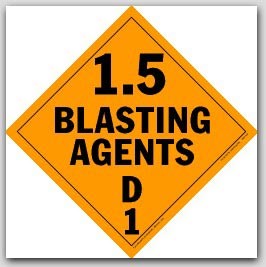 Class 1.5 Blasting Agents Self Adhesive Vinyl Placards 25/pkg