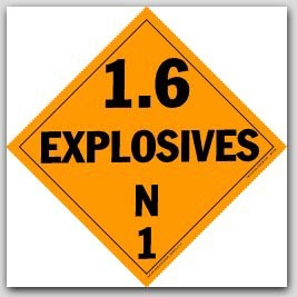 Class 1.6 Explosives Polycoated Tagboard Placards 25/pkg