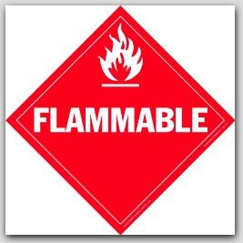 Flammable Liquids Class 3 Self Adhesive Vinyl Placards 25/pkg