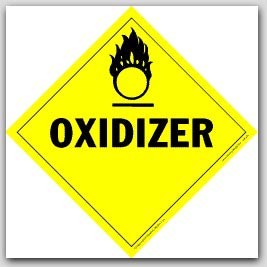 Oxidizer Class 5 Self Adhesive Vinyl Placards 25/pkg