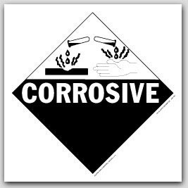 Corrosive Class 8 Polycoated Tagboard Placards 25/pkg