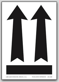 3x4-1/4" Arrow Up Paper Labels 500/rl (Meets military standard.)