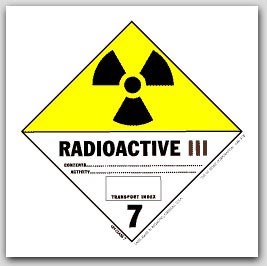 4x4" Class 7 Radioactive 3 Paper Labels 500/rl
