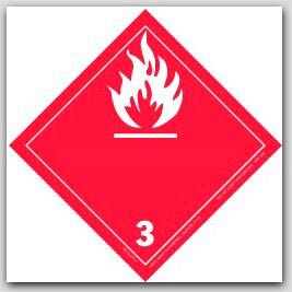 4x4" Class 3 Flammable Liquids Vinyl Labels 500/rl