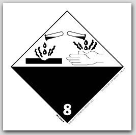4x4" Class 8 Corrosive Vinyl Labels 500/rl