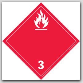 Flammable Liquids Class 3 Self Adhesive Vinyl Placards 25/pkg