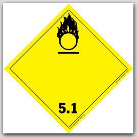 Oxidizer and Organic Peroxide Class 5 Self Adhesive Vinyl Placards 25/pkg