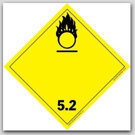 Oxidizer and Organic Peroxide Class 5 Polycoated Tagboard Placards 25/pkg
