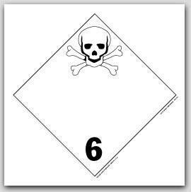 Poisonous Infectious Substances Class 6 Self Adhesive Vinyl Placards 25/pkg